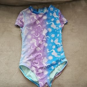 Cat & Jack Girls One Piece Bathing Suit, S (6/7), Blue/purple